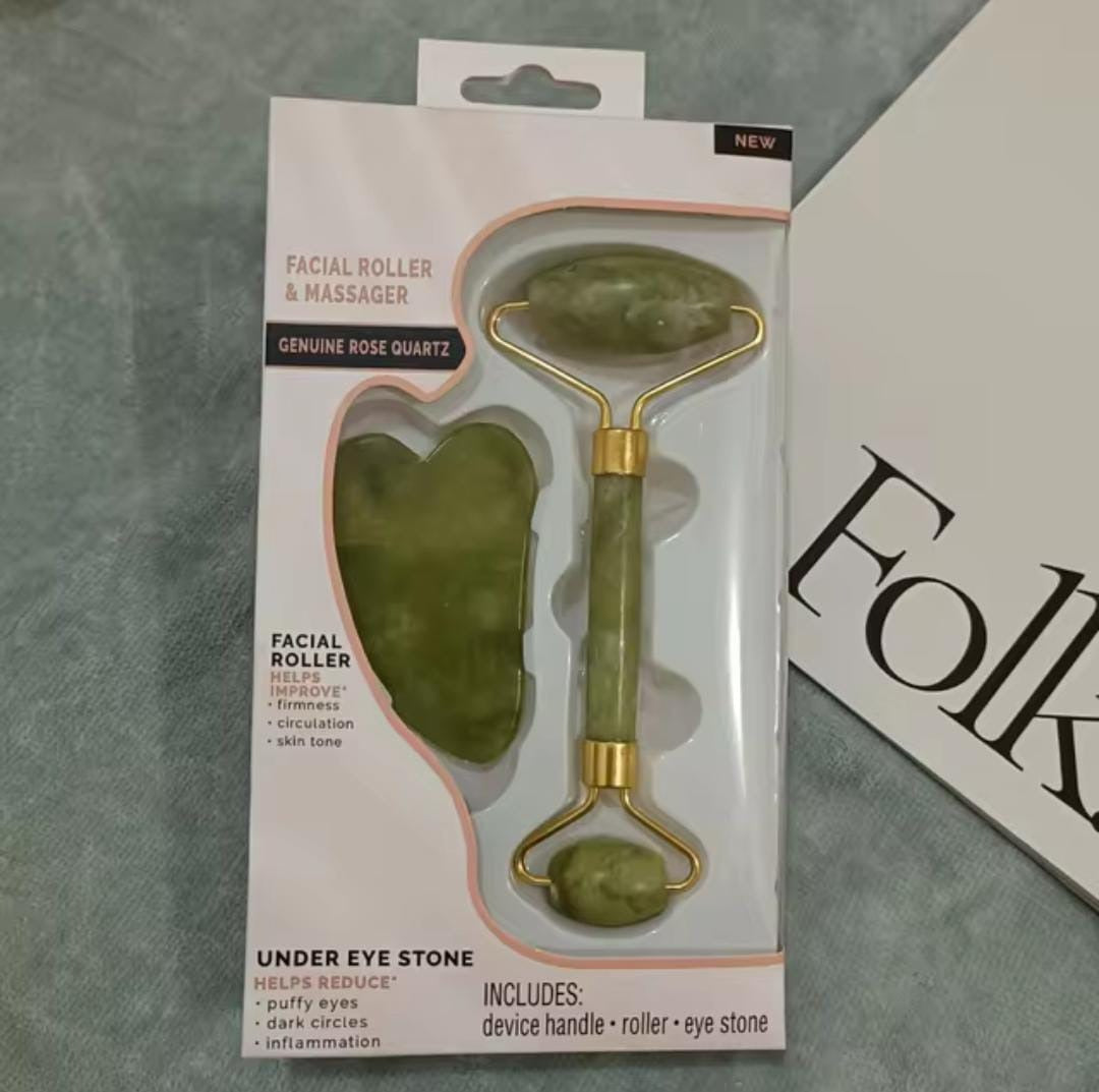 Flawless Jade Roller With Guasha (Marble Stone) Stimulates healthier skin