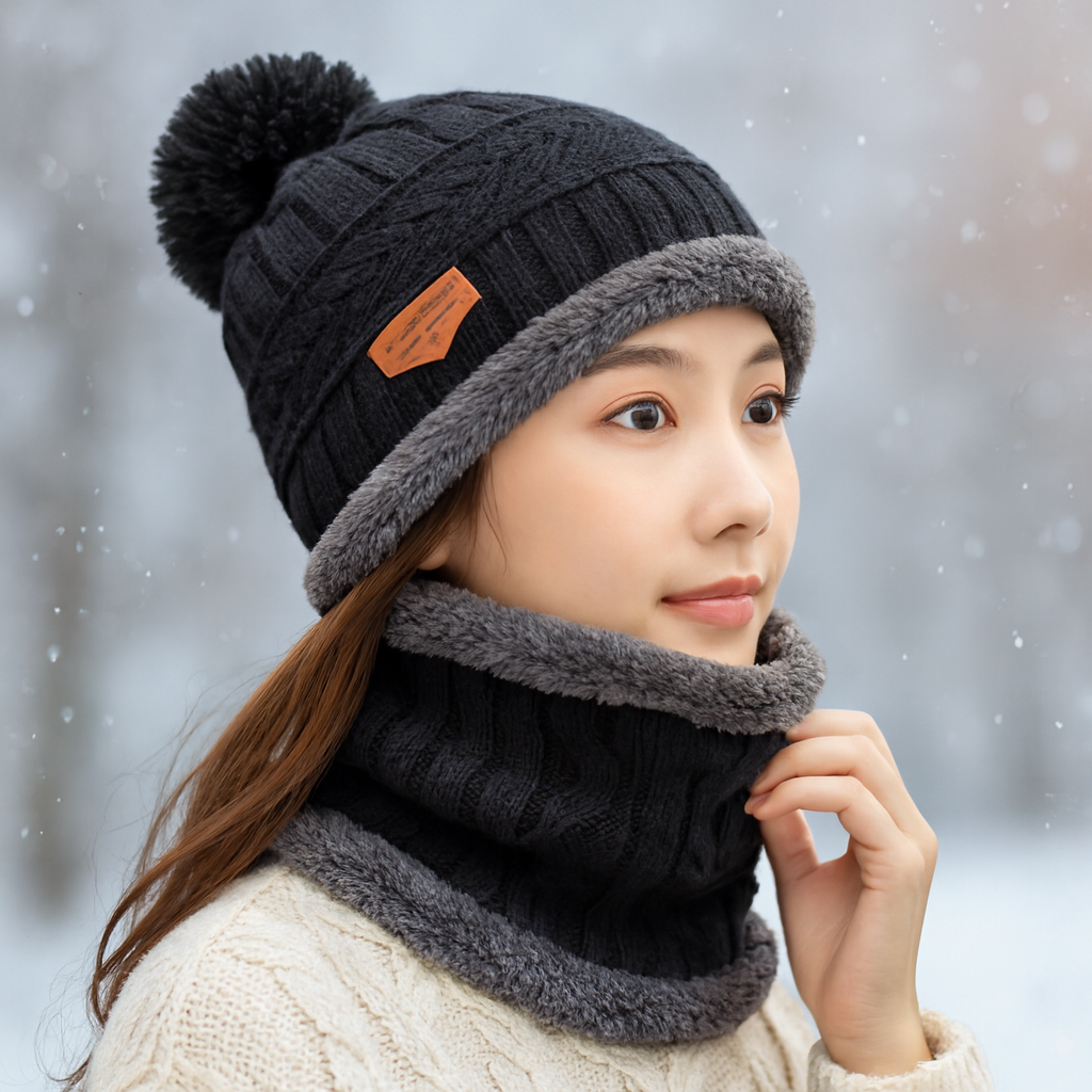 Head & Neck Cap Beanies (Combo Pack of 2) | Woolen Winter Beanie with Neck Warmer Muffler for Men & Women