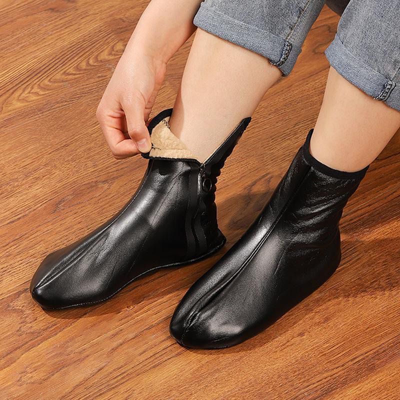 Unisex Winter Warm Leather Thermal Boat Slipper Indoor Home Soft Non-Slip Socks Men Women Breathable Comfortable Socks
