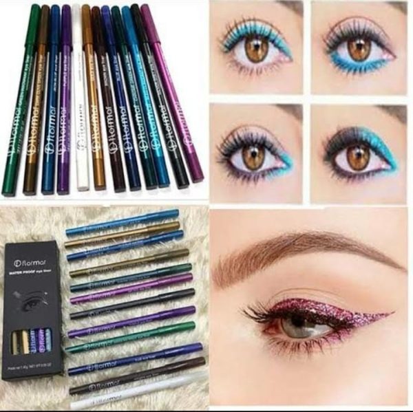 Flormor Waterproof Eyeliner Pencil Set – 12 Random Shades