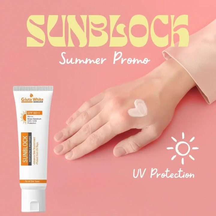 Gluta White Sunblock – Whitening & UV Protection Sunscreen For All Skin Types
